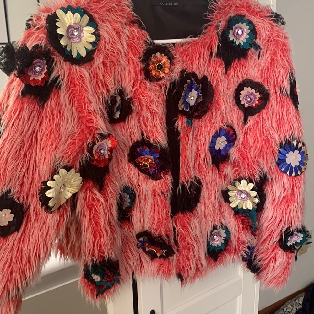 One of a Kind Fluffy Flower Jacket